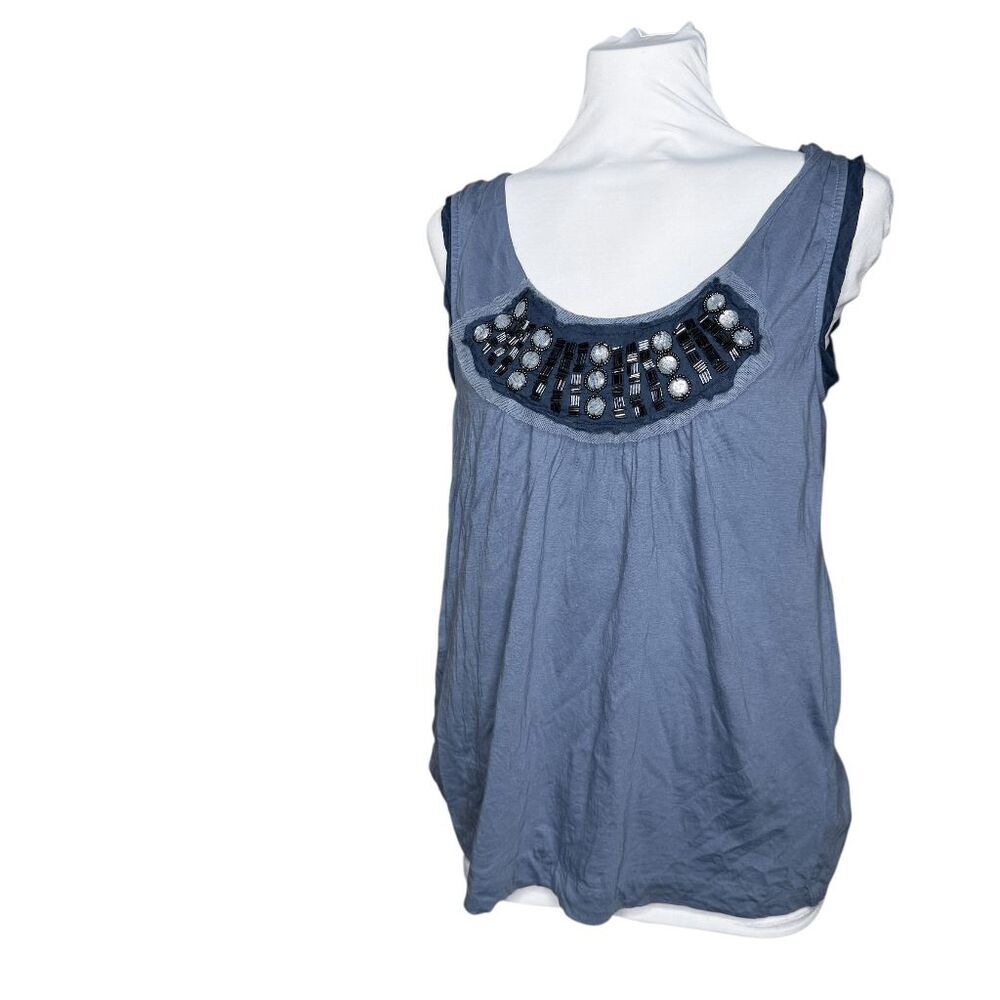 ANthro Anthropologie Deletta tank top blue grey Medium